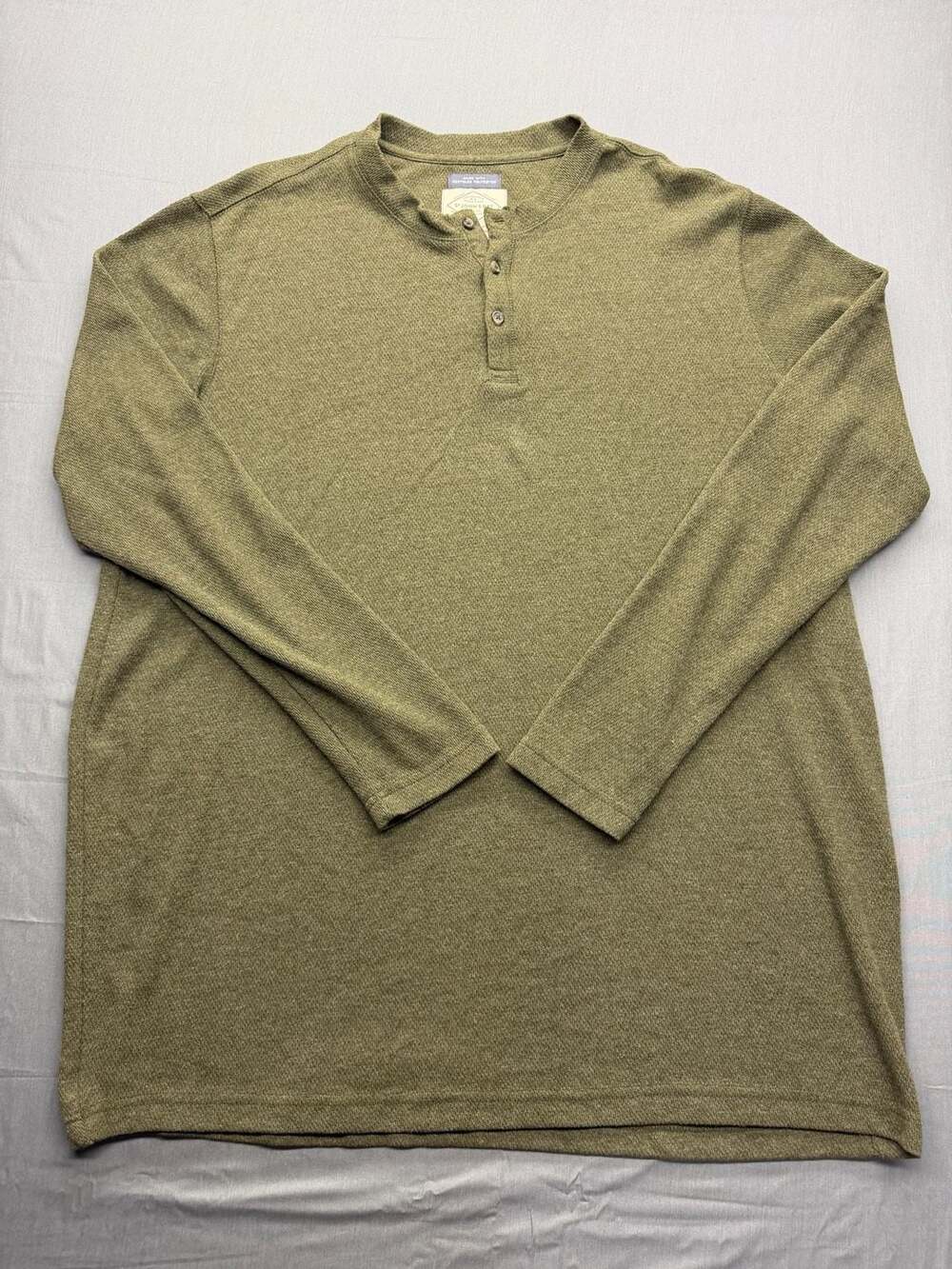 St John's Bay Men's Long Sleeve Henley T-Shirt - Olive Green - 2XLT